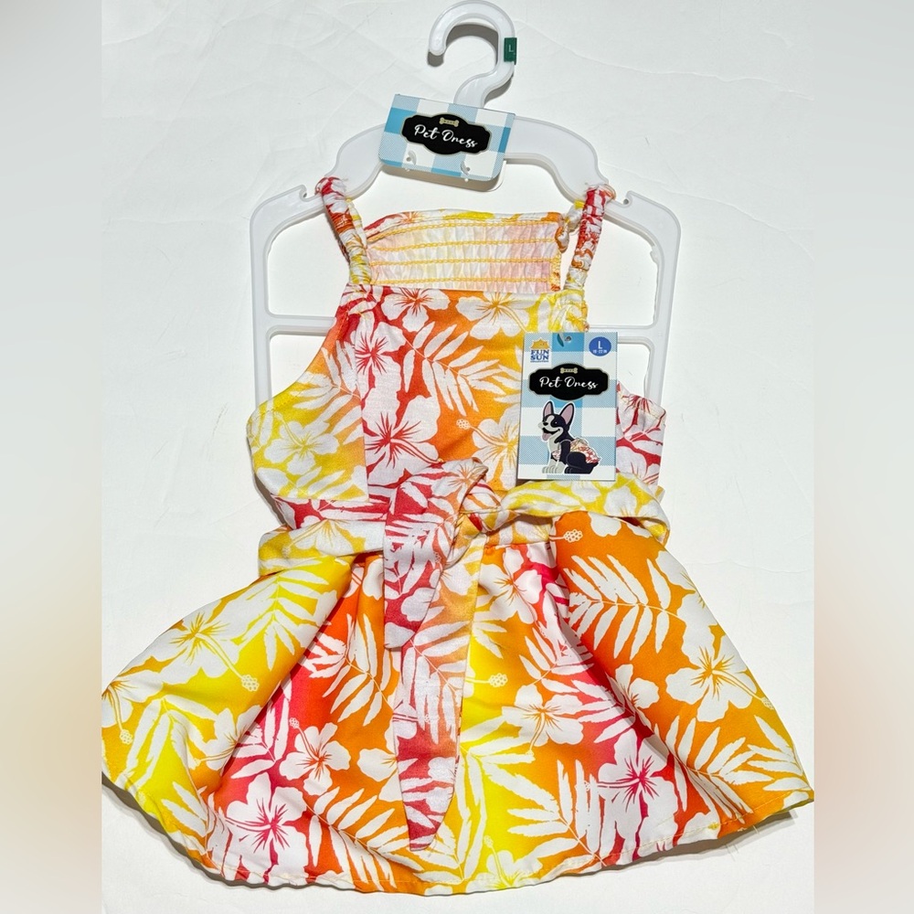 Woof Yellow Dog floral tropical Dress Size large(19-22”)